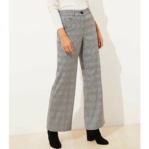 LOFT Wide Leg Plaid Pants